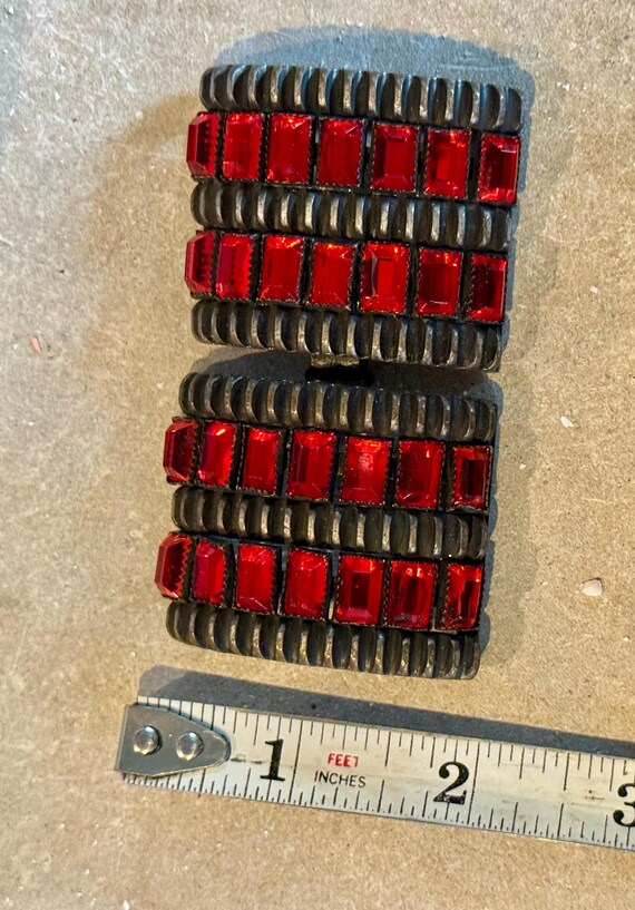 Beautiful Authentic Art Deco Ruby Red Baguet Crys… - image 11