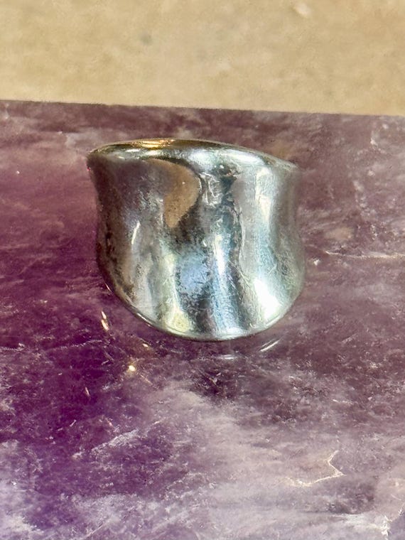 Modernist Sculpted Sterling Silver Vintage Ring - image 1