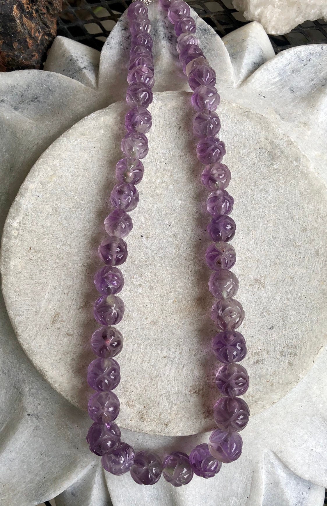 Beautiful Old Chinese Carved Amethyst Graduated Shou Bead | Etsy