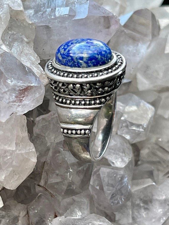 Beautiful Blue Lapis Ornate Sterling Silver Vintag