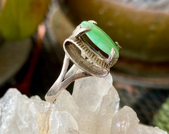 Art Deco Green Jade Sterling Silver Vintage Ring - Etsy