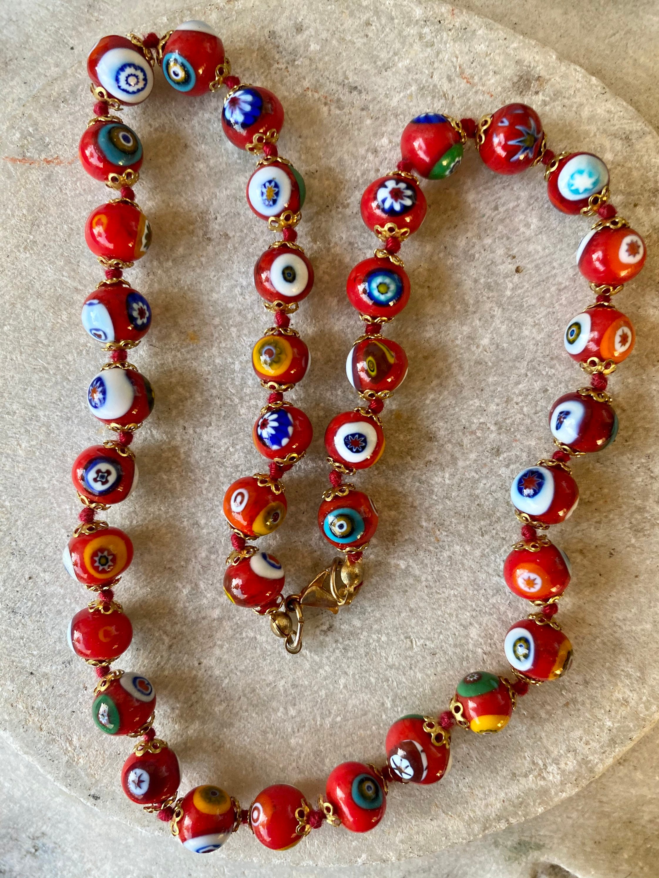 Collana Fantasa Vntage con perle n Vetro d Murano Necklace