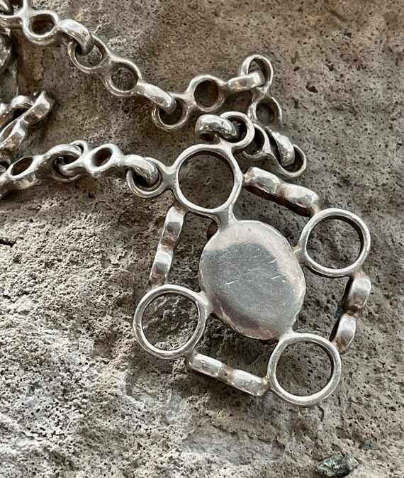 Mid Century Brutalist Sterling Silver Black Agate… - image 8