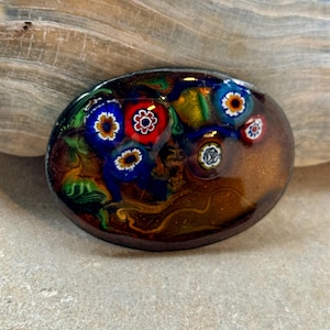 1960s Copper Enamel Artisan Vintage Brooch
