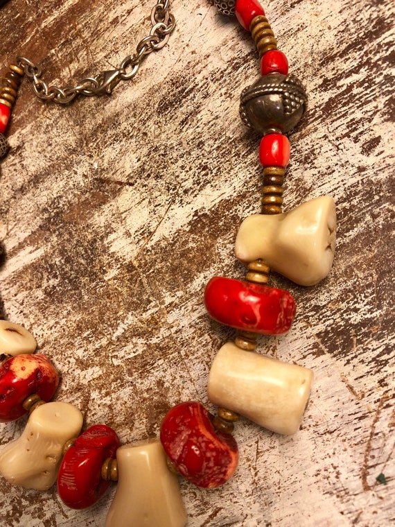 Beautiful Gold and Red Coral Tribal Silver Vintag… - image 6