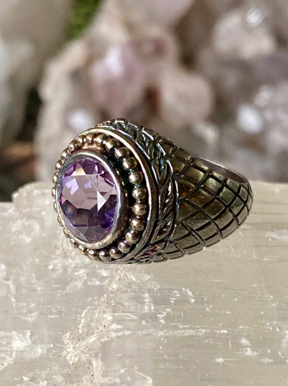 Purple Faceted Amethyst Cabachon Sterling Silver … - image 4