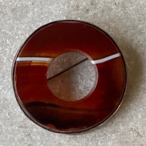 Anfang des 20. Jahrhunderts rot gebändert Achat Sterling Silber Antike Vintage antike Halskette Anhänger Brosche