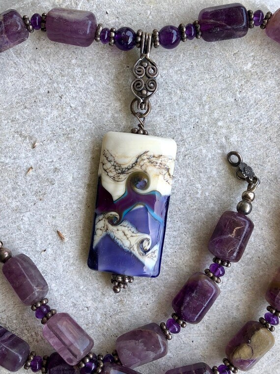 Beautiful Artisan Natural Amethyst Sterling Silve… - image 3