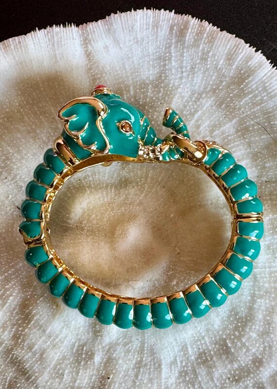 Desinger Kenneth Jay Lane turquoise  Enamel Redst… - image 9