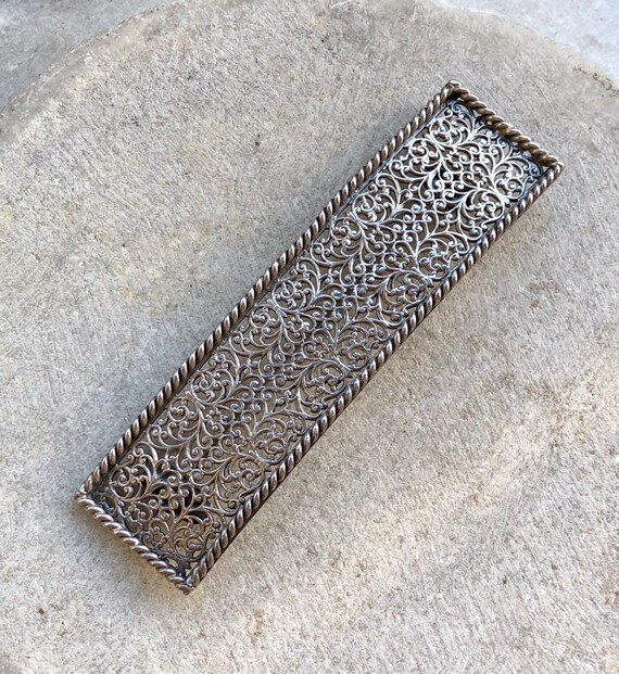 Beautiful Art Nouveau Silver Filigree Scroll Work… - image 3