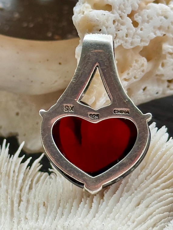 Heart Shaped  Ruby Red Garnet Sterling Silver Mar… - image 5