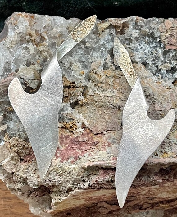 Brutalist Sculpted Textured Sterling Silver Singe… - image 10