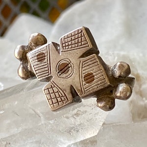 Tribal North African Silver Brass 4 Points Cross Vintage Ring