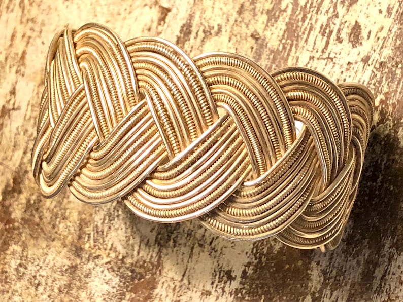 Woven Textured Sterling Silver Vintage Cuff Bracelet