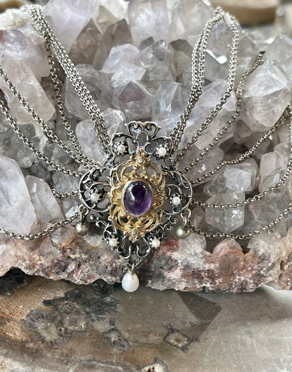 Beautiful Art Nouveau Austro Hungarian Amethyst P… - image 8