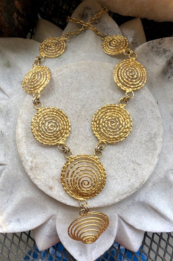 Modernist Egyptian Revival Gold Gilt Coil Spiral … - image 5