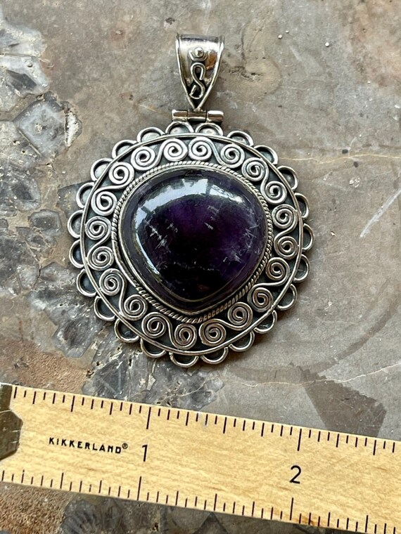 Beautiful Bold Deep Purple Amethyst Ornate Sterli… - image 5