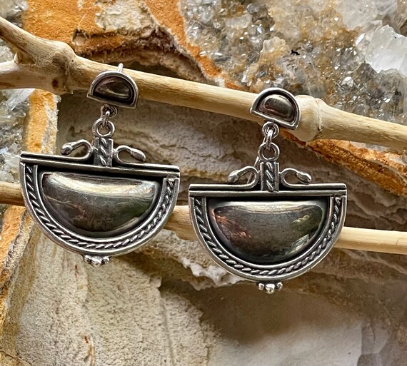 Tribal Art Deco Geometric Sterling Silver Vintage… - image 3