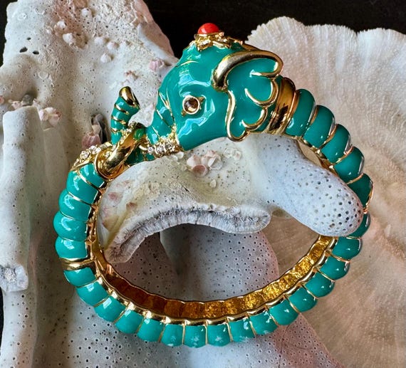 Desinger Kenneth Jay Lane turquoise  Enamel Redst… - image 8