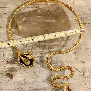 Goldtone Cleopatra Snake Sculptural Wrap Around Collar Vintage Necklace Wearable Art image 7