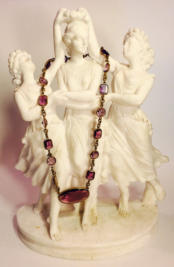 Art Deco Purple Crystal Open Back Vintage Necklace Art Deco Jewelry