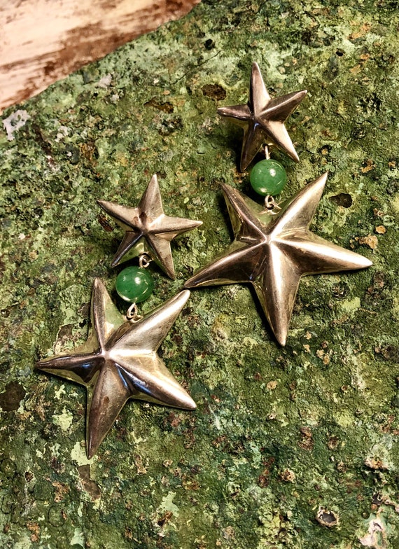 Designer Mexican Puffed Sterling Silver Stars Gre… - image 3