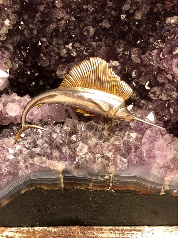 Bold Beautiful Sterling Silver Ruby Eye Swordfish… - image 5