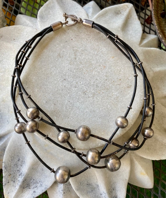 Chunky Modernist Multi Strand Sterling Silver Bal… - image 5