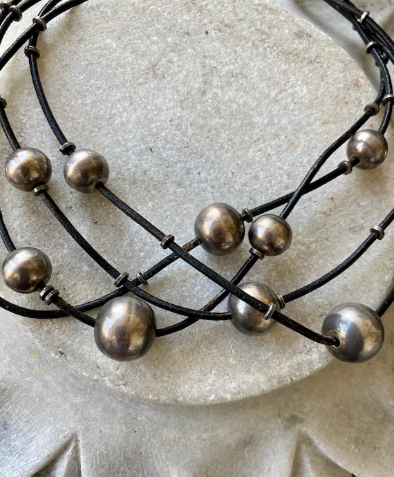 Chunky Modernist Multi Strand Sterling Silver Bal… - image 1