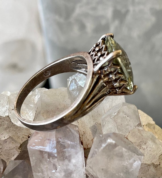 Beautiful Faceted Prehnite  Sterling Silver Vinta… - image 6