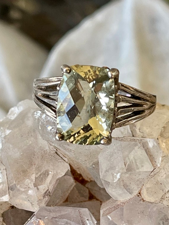 Beautiful Faceted Prehnite  Sterling Silver Vinta… - image 5