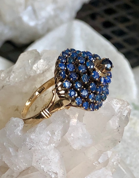 Stunning Blue Sapphire 14kt Gold Vintage Antique R