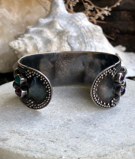 Beautiful Muiltistone Amethyst Green Stone Sterli… - image 6