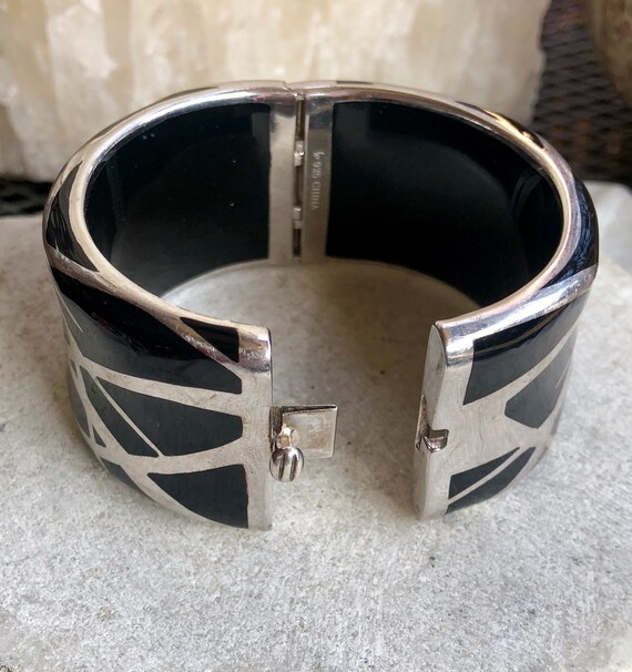 Bold Beautiful Black Resin Sterling Silver Modern… - image 6