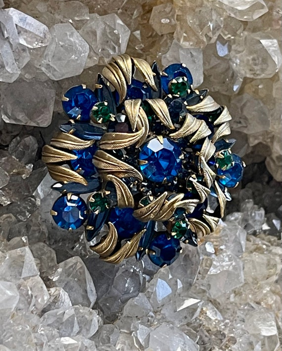 Beautiful Prong Set Faceted Blue Green Crystal Br… - image 3