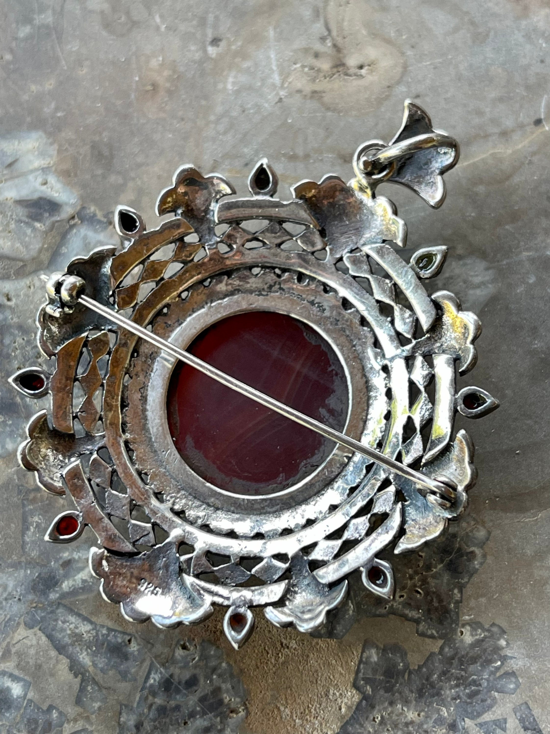 Art Deco Sterling Silver Marcasite Carnelian Vintage Antique Art Deco ...