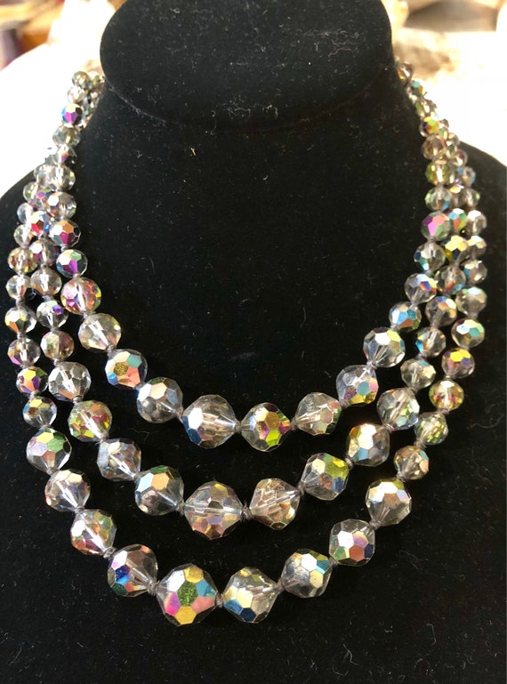 Beautiful 1950s Faceted Smokey Rainbow AB Crystal 
