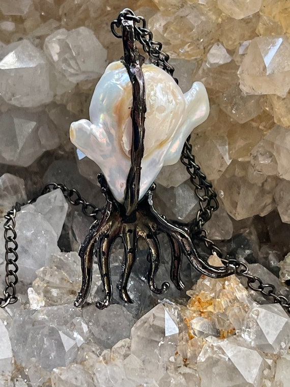 Sterling Silver Gold Gemstone Blister Pearl Octop… - image 7