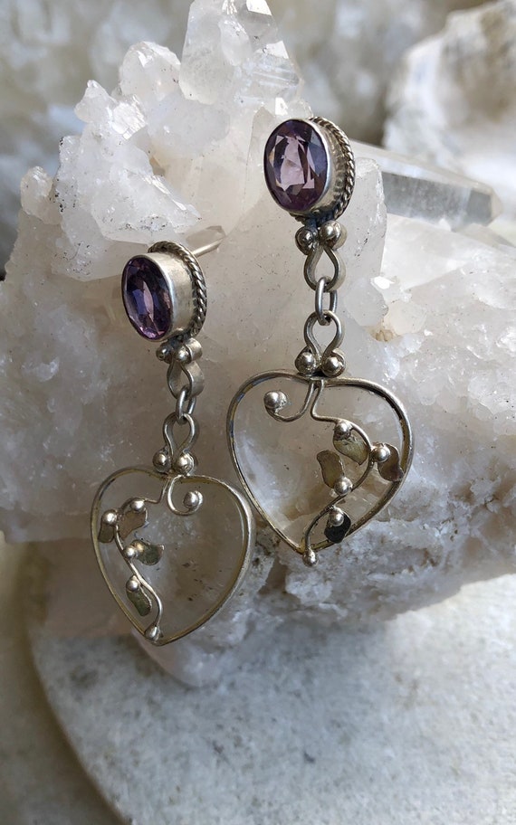 Beautiful Sterling Silver Rock Crystal Heart Purp… - image 6