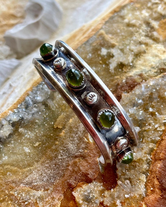 Beautiful Native American Sterling Silver Green P… - image 2