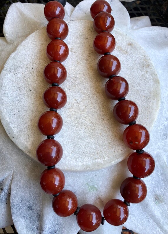 Bold Beautiful Round Carved Carnelian Stone Vinta… - image 5
