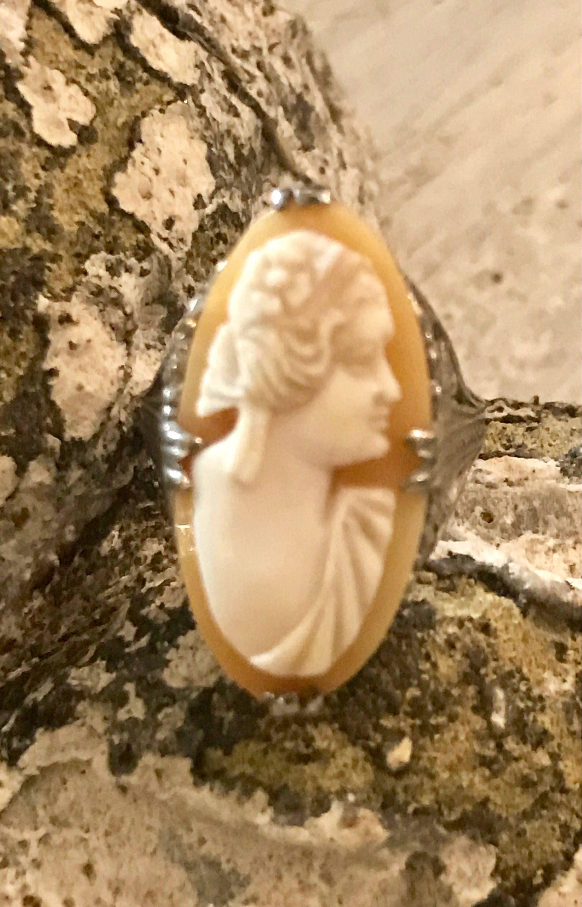 Elegant Art Deco Sterling Silver Filigree Carved Shell Cameo Vintage ...