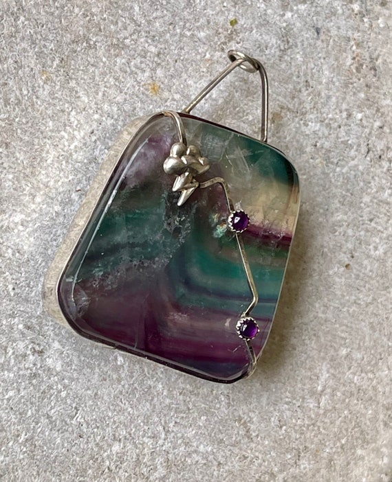 Beautiful Artisan Sterling Silver Rainbow Florite… - image 8