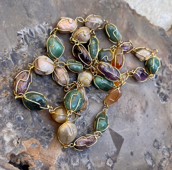 Beautiful Multi Gemstone Amethyst Jade Agate Carn… - image 8