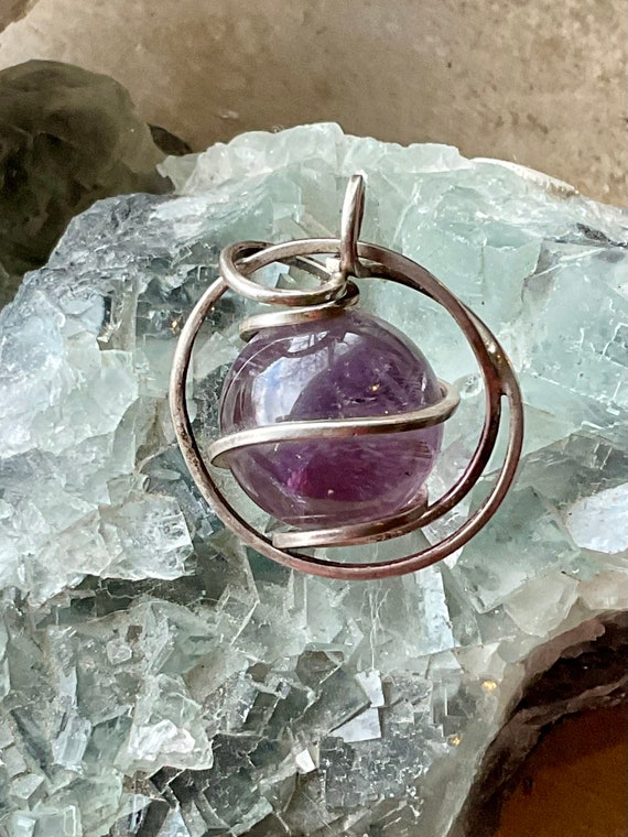 Modernist Celestial Sterling Silver Amethyst Orb V