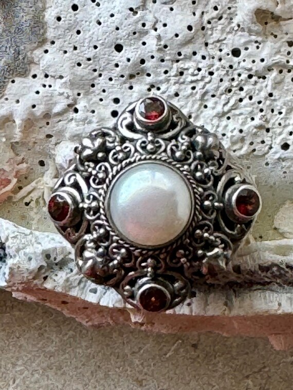 Stunning Sterling Silver Byzintine Natrual Pearl … - image 3