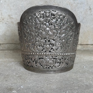 Ornate Ethnographic Sterling Silver Asian Antique Cuff Bracelet