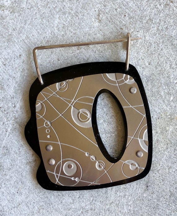 Beautiful Modernist Artisan  Wood Silver Vintage … - image 1