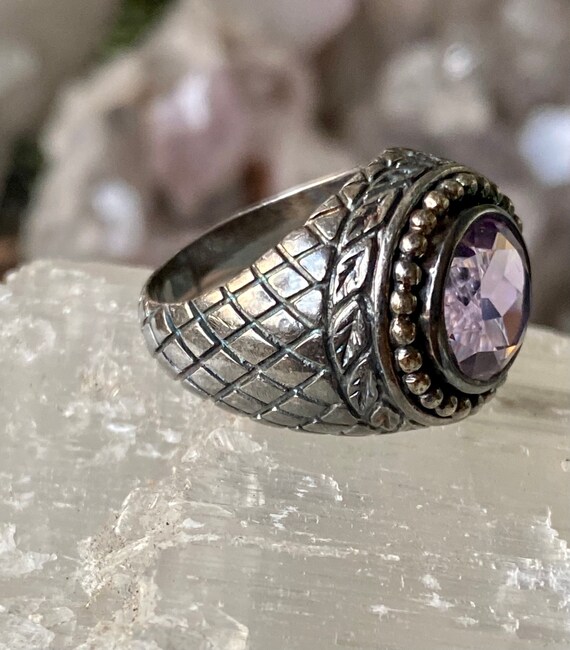 Purple Faceted Amethyst Cabachon Sterling Silver … - image 6