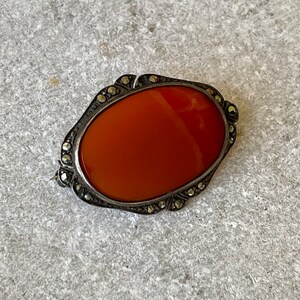 Authentic Art Deco Sterling Silver Carnelian Marcasite Vintage Antique ...